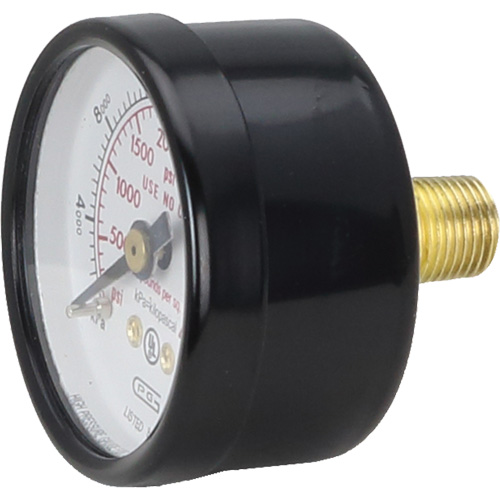 Pressure Gauges, 1-1/2" , 0 - 4000 psi, Back Mount, Analogue Ontario Packaging