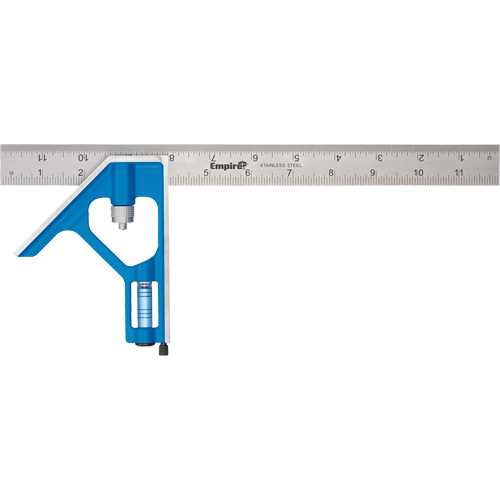 True Blue&reg; Combination Square, 12" L, 1/16" Graduations, Steel, Plain Ontario Packaging