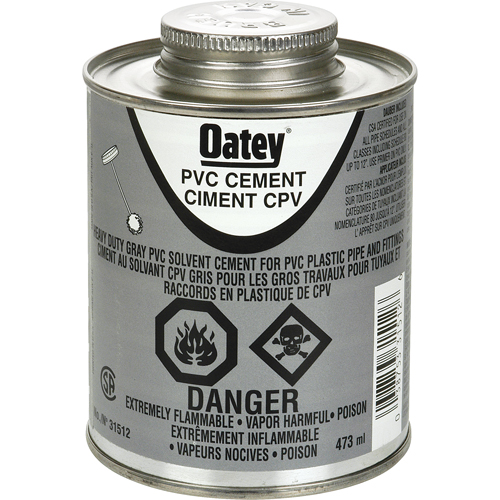 Ciment de PVC d'usage intense, 473 ml, Canette &agrave; dessus brosse, Gris Ontario Packaging