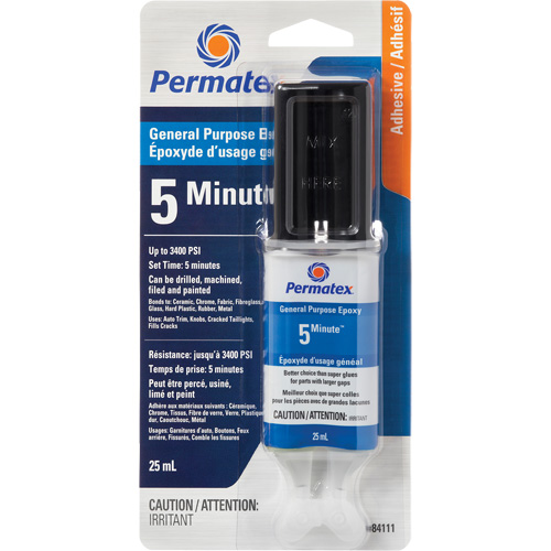 PermaPoxy 5 Minute General Purpose Epoxy, 29.5 ml, Epoxy, Two-Part, Clear Ontario Packaging