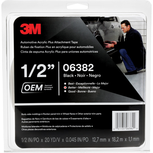 Ruban en acrylique de 3M pour l'automobile, 18 m (60') lo x 12,7 mm (1/2") la, 45 mils, Acrylique Ontario Packaging
