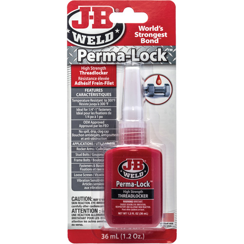Perma-Lock Threadlocker, Red, High, 36 ml, Bottle Ontario Packaging