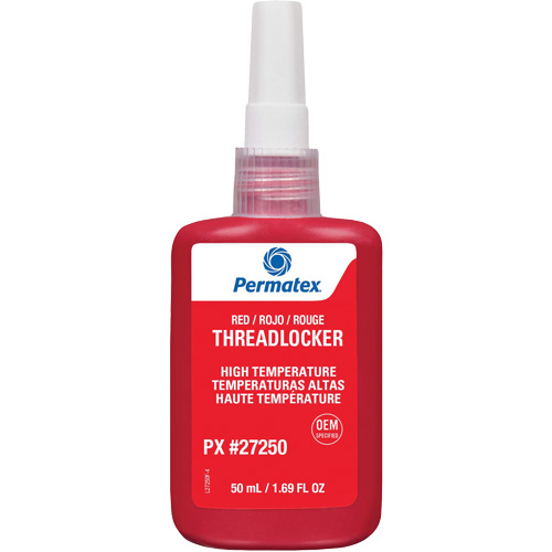 Adh&eacute;sif frein-filet pour temp&eacute;ratures &eacute;lev&eacute;es, Rouge, &eacute;lev&eacute;, 50 ml, Bouteille Ontario Packaging