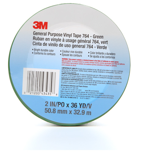 Ruban en vinyle pour travaux g&eacute;n&eacute;raux 764, 50,8 mm (2") la x 32,9 m (108') lo, 5 mils, Vert Ontario Packaging