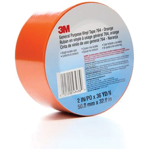Ruban en vinyle pour travaux g&eacute;n&eacute;raux 764, 50,8 mm (2") la x 32,9 m (108') lo, 5 mils, Orange Ontario Packaging