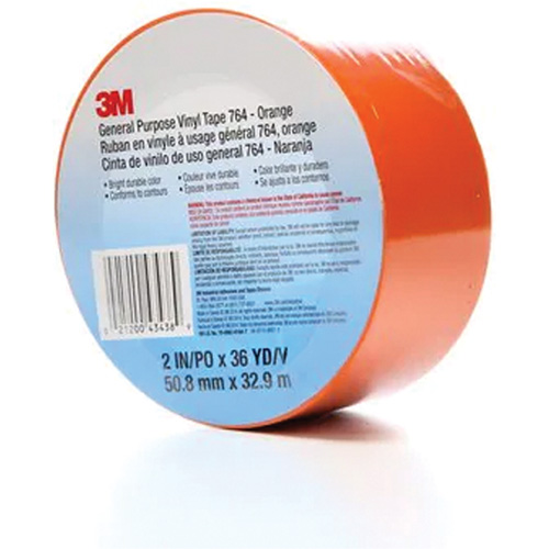 Ruban en vinyle pour travaux g&eacute;n&eacute;raux 764, 50,8 mm (2") la x 32,9 m (108') lo, 5 mils, Orange Ontario Packaging