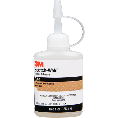 Scotch-Weld Instant Adhesive CA4, Clear, Bottle, 1 oz. Ontario Packaging