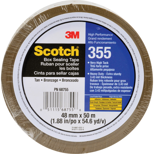 Ruban pour sceller les boîtes Scotch 355, Adh&eacute;sif Thermofusible, 3,15 mils, 48 mm (2") x 50 m (164') Ontario Packaging