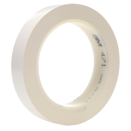471 Vinyl Tape, 25.4 mm (1") W x 32.9 m (108') L, 5.3 mils, White Ontario Packaging