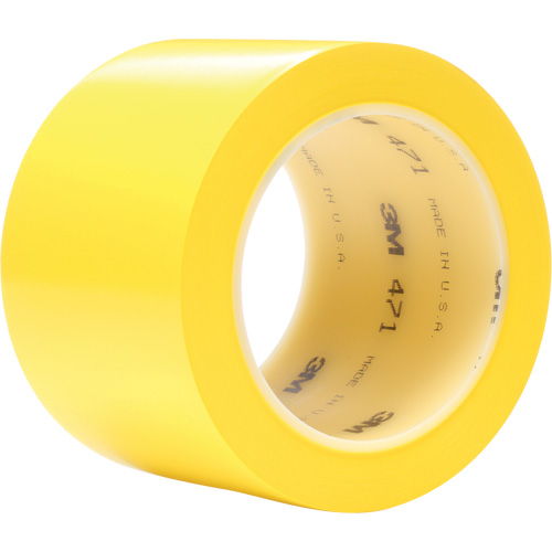 471 Vinyl Tape, 76.2 mm (3") W x 32.9 m (108') L, 5.2 mils, Yellow Ontario Packaging