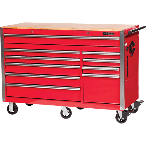 PRC5610 Armoire &agrave; rouleaux s&eacute;rie Pro, 10 tiroirs, 55-9/10" la x 24-1/10" p x 39-7/10" h, Rouge Ontario Packaging