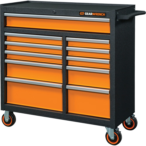 Armoire roulante pour outils s&eacute;rie GSX, 11 tiroirs, 41" la x 18-1/5" p x 41-1/2" h, Noir/Orange Ontario Packaging