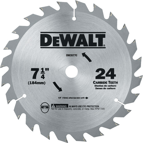 Carbide Circular Saw Blade, 7-1/4", 24 Teeth Ontario Packaging