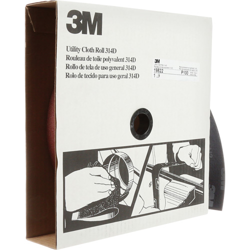 Rouleau de toile abrasive utilitaire 314D, 2" la x 150' lo, Grain 100J Ontario Packaging