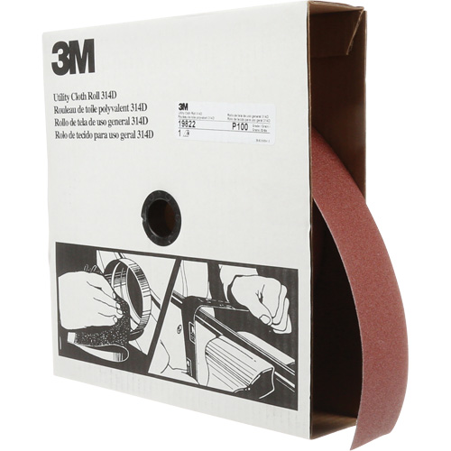 Rouleau de toile abrasive utilitaire 314D, 2" la x 150' lo, Grain 100J Ontario Packaging