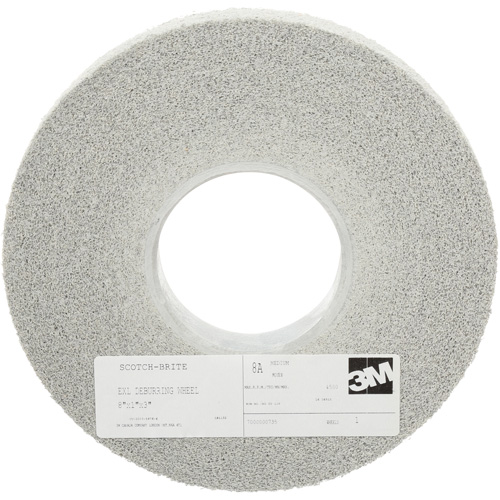 Scotch-Brite EXL Deburring Wheels, 8" x 1", 3" Arbor, Aluminum Oxide Ontario Packaging