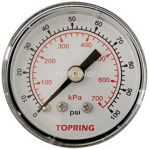 Pressure Gauge, 1-1/2" , 0 - 100 psi, Back Mount, Analogue Ontario Packaging