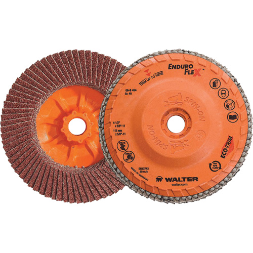 Enduro-Flex Flap Disc, 4-1/2" x 5/8"-11, Type 27, 40 Grit, Zirconia Alumina Ontario Packaging