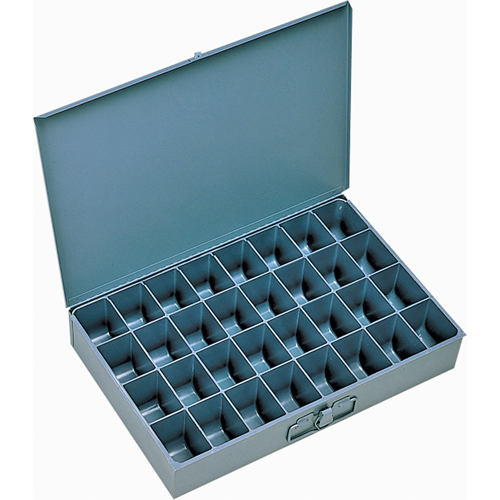 Compartment Scoop Boxes, Steel, 32 Slots, 18" W x 12" D x 3" H, Grey Ontario Packaging