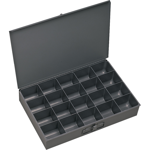 Compartment Scoop Boxes, Steel, 20 Slots, 13-3/8" W x 9-1/4" D x 2" H, Grey Ontario Packaging