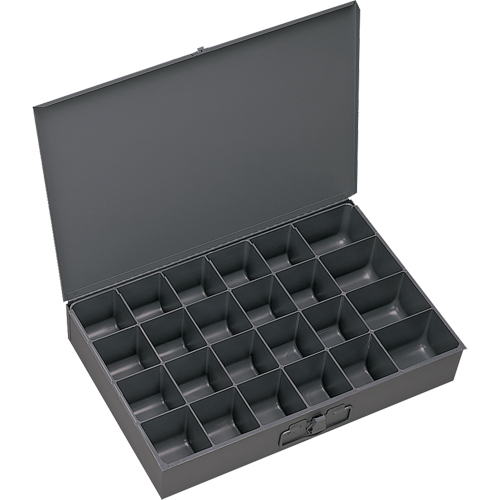 Boîtes &agrave; fond courb&eacute;, Acier, 24 compartiments, 13-3/8" la x 9-1/4" p, 2" h, Gris Ontario Packaging