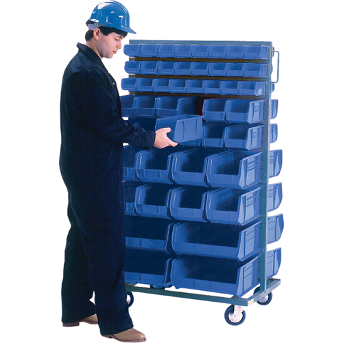 Double-Sided Mobile Bin Rack, Double-sided, 96 bins, 36" W x 24" D x 63" H Ontario Packaging