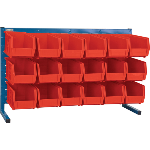 Louvered Rack with Bins, 18 Bins, 36" W x 8-1/4" D x 22" H Ontario Packaging