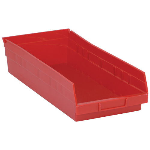 Bacs de rangement pour tablettes, 8-3/8" la x 4" H x 17-7/8" p, Rouge, Capacit&eacute; 40 lb Ontario Packaging