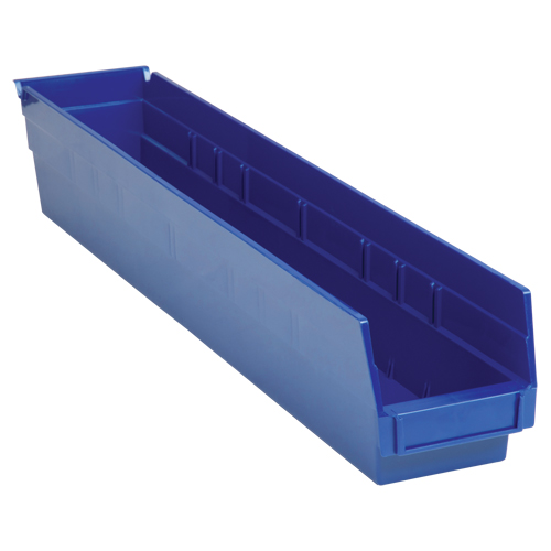Bacs de rangement pour tablettes, 4-1/8" la x 4" H x 23-5/8" p, Bleu, Capacit&eacute; 50 lb Ontario Packaging