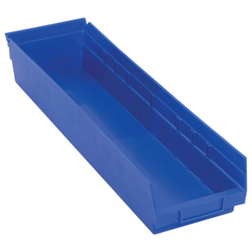 Shelf Bins, 6-5/8" W x 4" H x 23-5/8" D, Blue, 50 lbs. Capacity Ontario Packaging