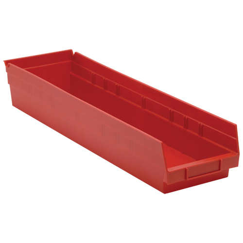 Bacs de rangement pour tablettes, 6-5/8" la x 4" H x 23-5/8" p, Rouge, Capacit&eacute; 50 lb Ontario Packaging