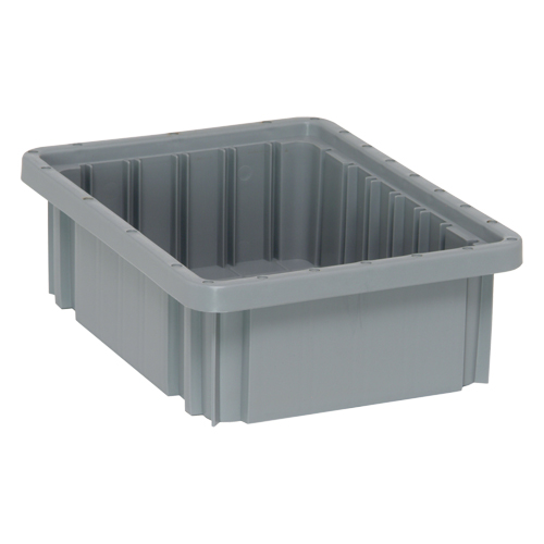 Divider Box&reg; Containers, Plastic, 10.9" W x 8.3" D x 3.5" H, Grey Ontario Packaging