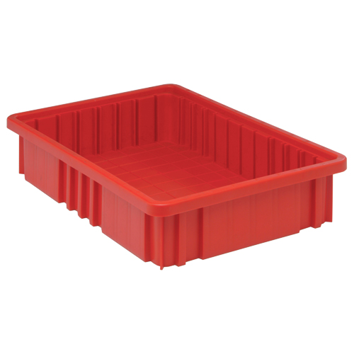 Divider Box&reg; Containers, Plastic, 16.5" W x 10.9" D x 3.5" H, Red Ontario Packaging