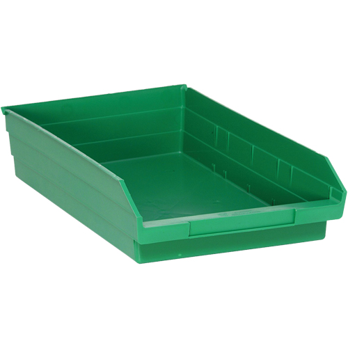 Shelf Bins, 11-1/8" W x 4" H x 17-7/8" D, Green, 40 lbs. Capacity Ontario Packaging