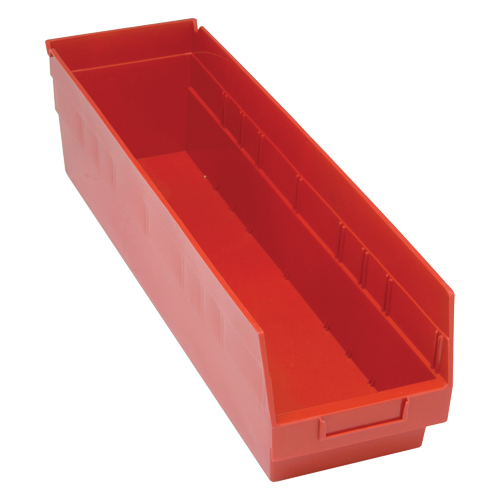 Bacs en plastique pour &eacute;tag&egrave;res Store More, 6-5/8" la x 6" H x 23-5/8" p, Rouge, Capacit&eacute; 90 lb Ontario Packaging