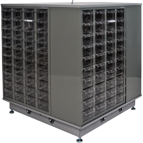 KPC-600 Parts Cabinet, Galvanized Steel, 40 Drawers, 18-3/10" x 8-7/10" x 25-3/10", Grey Ontario Packaging