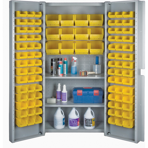 Deep Door Combination Bin Cabinets, 38" W x 24" D x 72" H, Grey Ontario Packaging