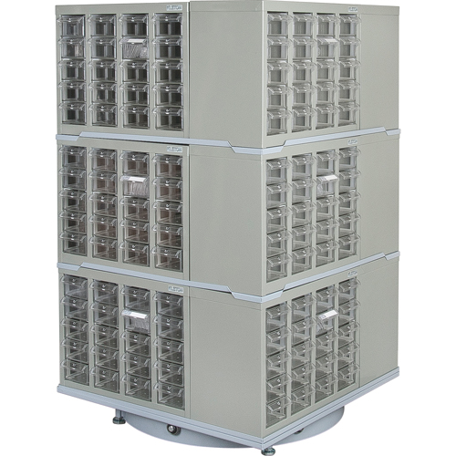 Heavy-Duty Industrial Carousel Drawer Cabinet, Steel, 240 Drawers, 27" W x 27" D x 48" H, Grey Ontario Packaging
