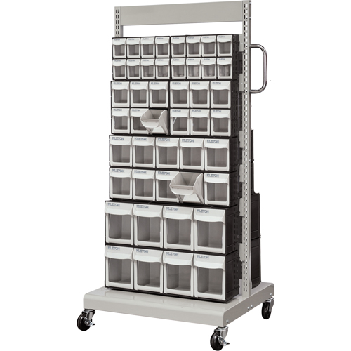 Mobile Tilt Bin Rack, Double-sided, 92 bins, 26-1/4" W x 22" D x 57-1/2" H Ontario Packaging