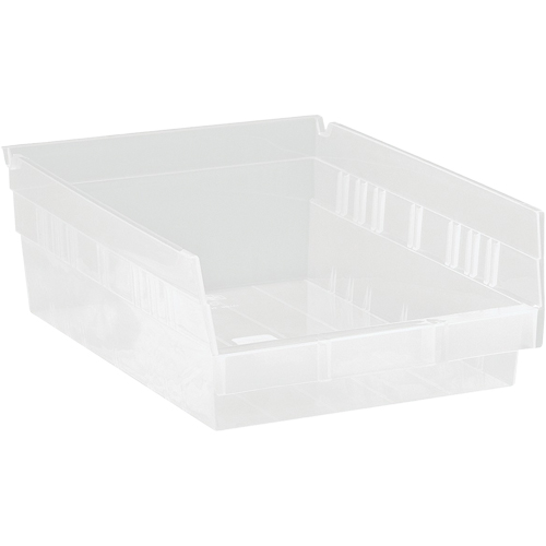 Shelf Bins, 8-3/8" W x 4" H x 11-5/8" D, Clear, 30 lbs. Capacity Ontario Packaging