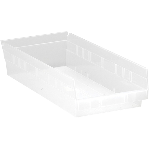 Shelf Bins, 8-3/8" W x 4" H x 17-7/8" D, Clear, 40 lbs. Capacity Ontario Packaging