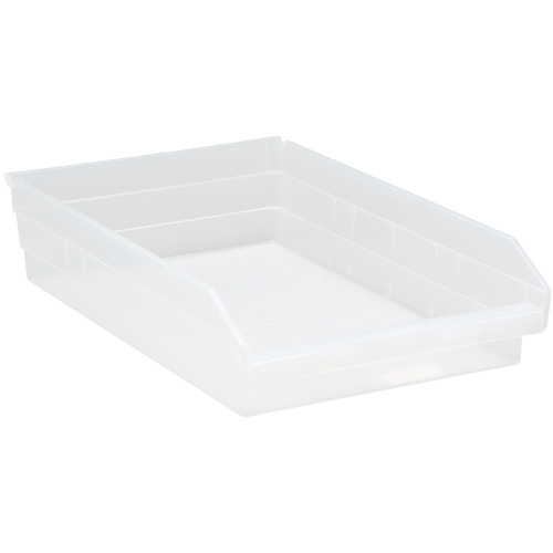 Shelf Bins, 11-1/8" W x 4" H x 17-7/8" D, Clear, 40 lbs. Capacity Ontario Packaging