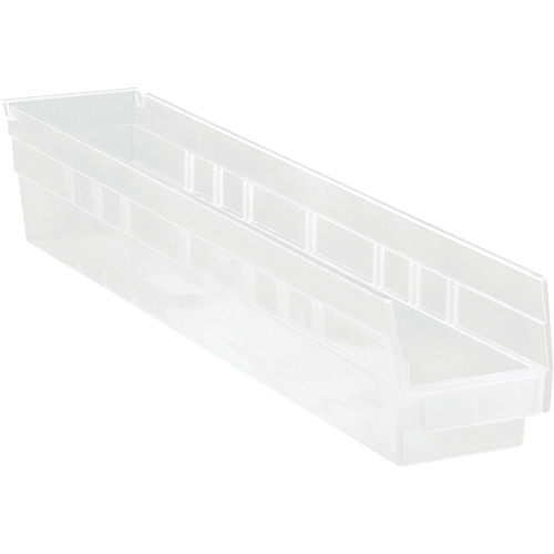 Shelf Bins, 4-1/8" W x 4" H x 23-5/8" D, Clear, 50 lbs. Capacity Ontario Packaging