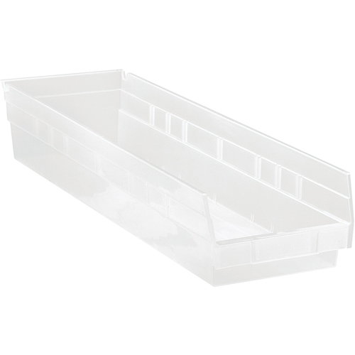Shelf Bins, 6-5/8" W x 4" H x 23-5/8" D, Clear, 50 lbs. Capacity Ontario Packaging