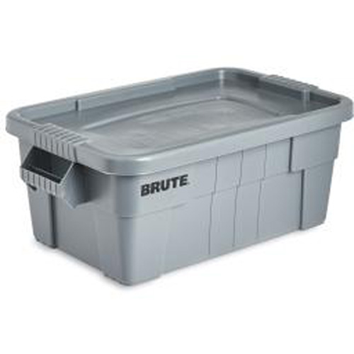 Brute Storage Tote with Lid, 27.88” D x 16.5” W x 10.7" H, 112 llbs. Capacity, Grey Ontario Packaging