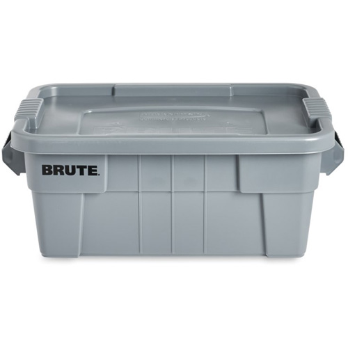Brute Storage Tote with Lid, 27.88” D x 16.5” W x 10.7" H, 112 llbs. Capacity, Grey Ontario Packaging