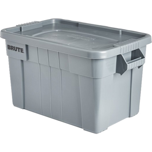 Brute Storage Tote with Lid, 27.88” D x 17.38” W x 15.13” H, 160 lbs. Capacity, Grey Ontario Packaging