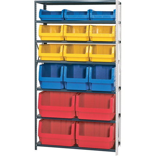 Shelving Unit with Stacking Bins, Steel, Magnum Bin, 650 lbs. Capacity, 42" W x 76" H Ontario Packaging