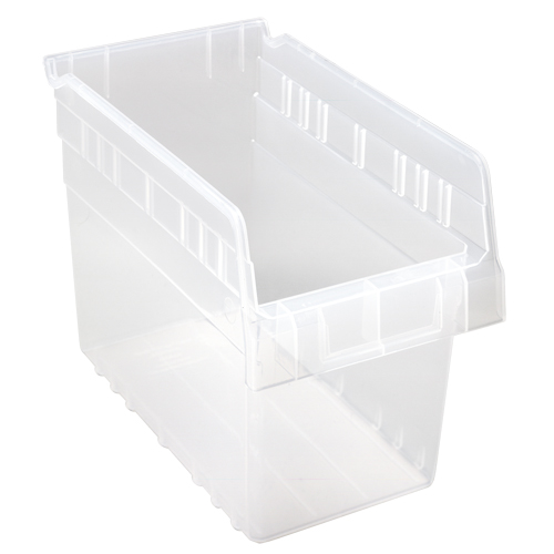 Store-Max Shelf Bins, 6-5/8" W x 8" H x 11-5/8" D, Clear, 44 lbs. Capacity Ontario Packaging