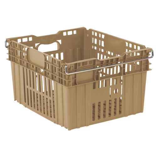 Agricultural Plastic Stack-N-Nest Container, 20" x 24" x 13.4", Beige Ontario Packaging